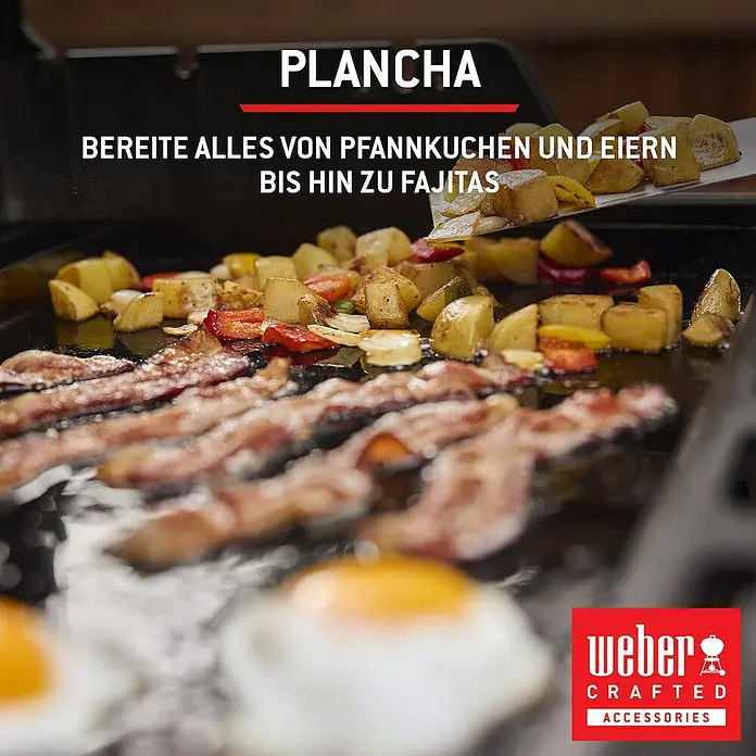 Weber Spirit Gasgrill E-435 - Grillfläche (B x T): 62 x 44 cm, 10,3 kW, Anzahl Brenner: 4 Stk. - Weber Plancha: Vielseitige Grillplatte kocht Speisen wie Speck, Eier, Kartoffeln und Fajita-Zutaten.