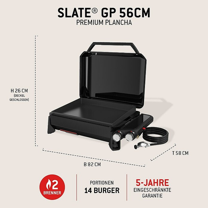 Weber Plancha-Grill Slate GP 56 (Grillfläche (B x T): 56 x 41 cm, 4,7 kW, Anzahl Brenner: 2 Stk.) | BAUHAUS