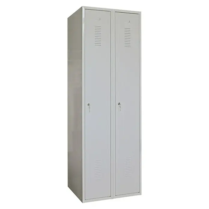 Regalux Spind - 50 x 60 x 180 cm, Anzahl Türen: 2 Stk. - Doppelschrank aus Metall, ideal für Umkleideräume, mit Schlössern und Lüftungsschlitzen für optimale Belüftung.