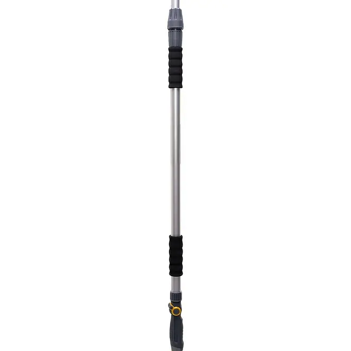 Neptun Wasserbesen - 4 -tlg. - Silberne Teleskopstange mit schwarzen Schaumgriffen und grau-gelbem Griff, geeignet zum Reinigen oder Erreichen.