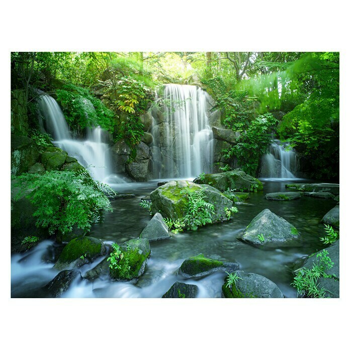 ProArt Young Living Kunstdruck auf Keilrahmen (Forest & Waterfall I, 80 x 60 cm)