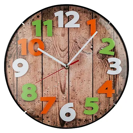 Wanduhr Ziffern auf Holzoptik