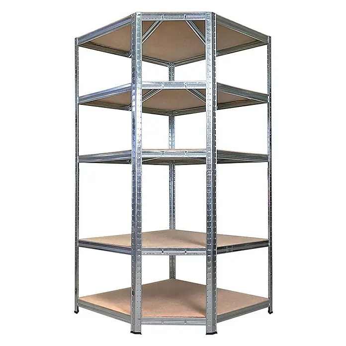 Proregal Eckregal RAGNAR - H x B x T: 180 x 90 x 60 cm, Traglast pro Boden: 175 kg, Anzahl Böden: 5 Stk., Stecken, Verzinkt