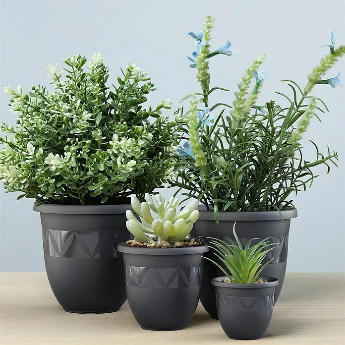 Plastard Pflanztopf Capri 5er Set - 5 Stk., Kunststoff, Anthrazit