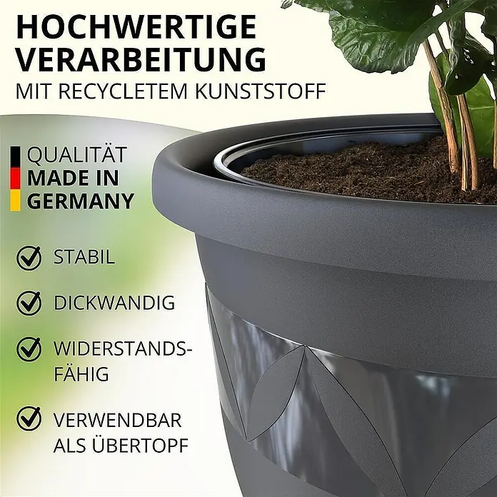 Plastard Pflanztopf Capri 5er Set - 5 Stk., Kunststoff, Anthrazit