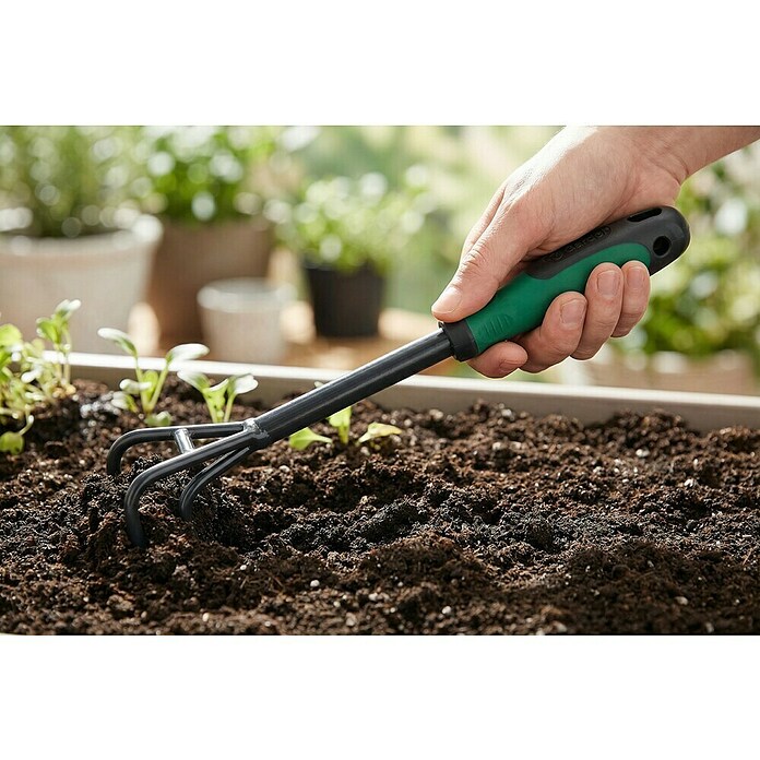 Gardol Hand-Kleingrubber (Arbeitsbreite: 8 cm, 3 Zinken, Kurzstiel)