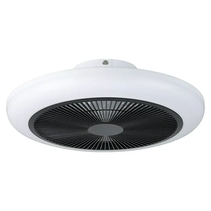 Eglo Ventilador de techo Sayulita - Blanco, 46 cm, 12 W, Blanco frío - Ventilador de techo redondo blanco con luz y rejilla gris oscuro.