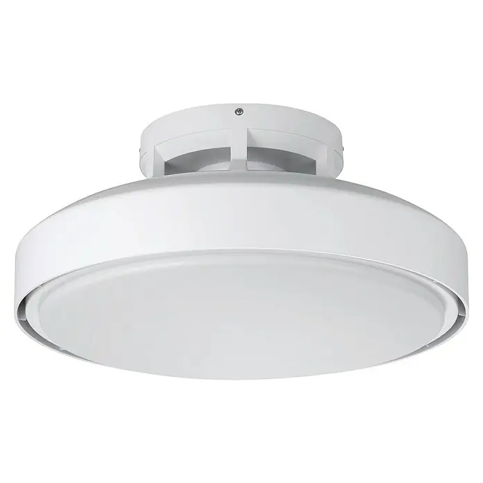 Eglo Ventilador de techo Morenci - Blanco, 48 cm, 18 W, Blanco cálido - Lámpara de techo LED redonda blanca de superficie con difusor plano.