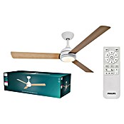 Philips Ventilador de techo Velyx (Blanco/Madera, 132 cm, 32 W, Blanco cálido) | BAUHAUS