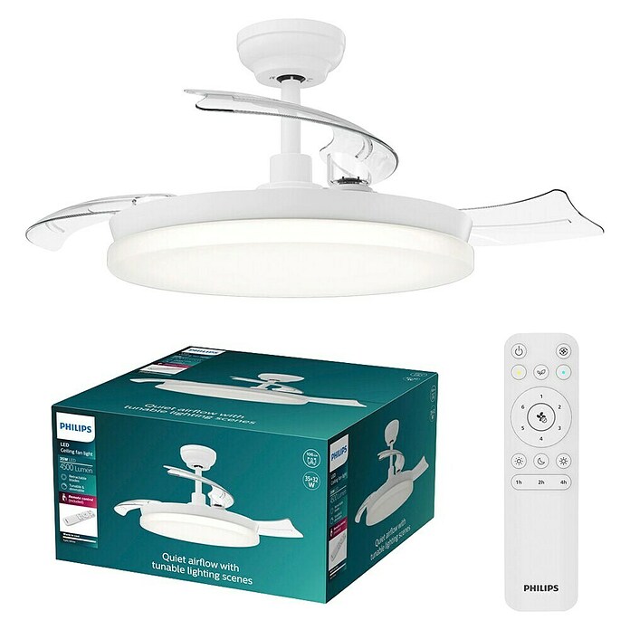 Philips Ventilador de techo Tynl (Blanco, 35 W, Blanco cálido) | BAUHAUS