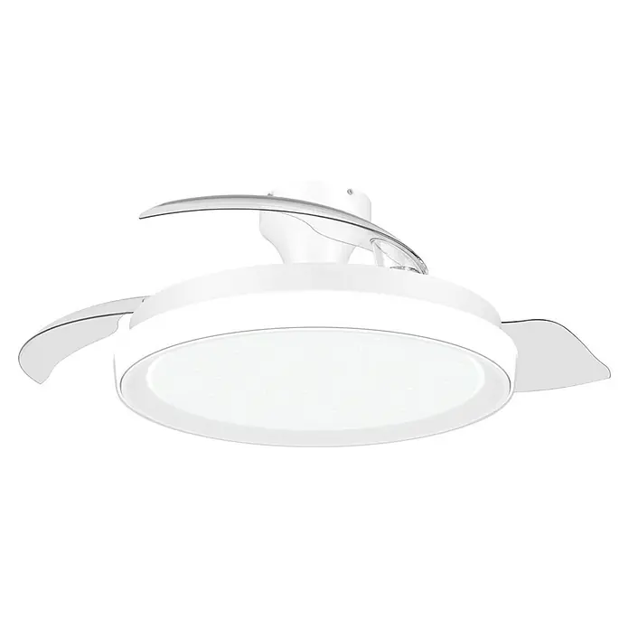 Philips Ventilador de techo Bliss - Blanco, 106 cm, 35 W, Blanco cálido - Ventilador de techo blanco con aspas transparentes retráctiles y luz LED integrada.