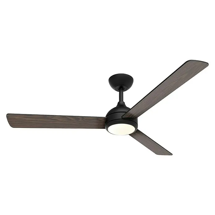 Philips Ventilador de techo Velyx - Negro/Madera, 132 cm, 32 W, Blanco neutro - Ventilador de techo negro con tres aspas de madera oscura y luz LED integrada.