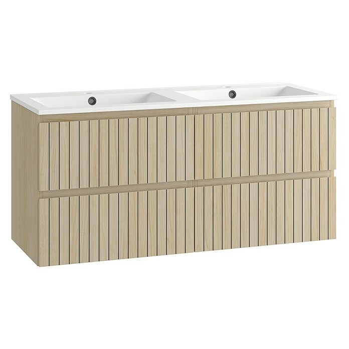 Mueble de lavabo Stripes (L x An x Al: 45 x 120 x 55 cm, Roble boreal, 2 lavabos) | BAUHAUS
