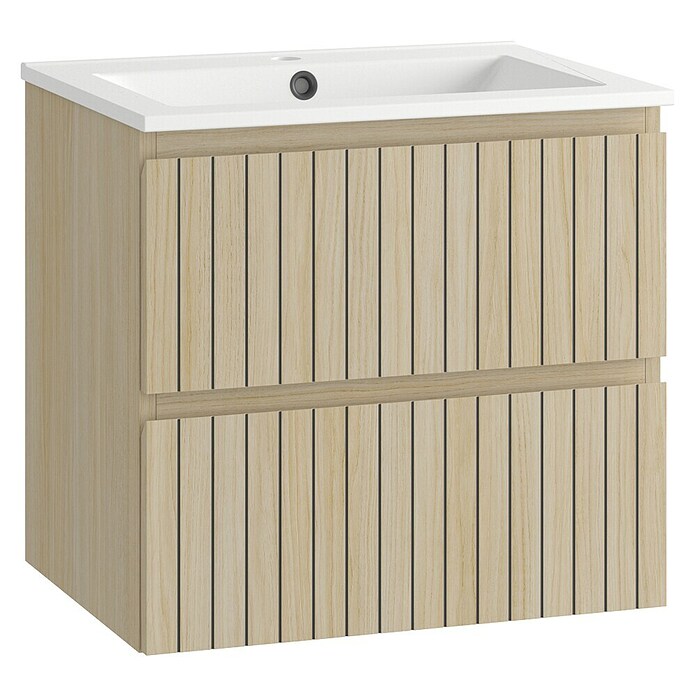 Mueble de lavabo Stripes (L x An x Al: 45 x 60 x 55 cm, Roble boreal, 1 lavabo) | BAUHAUS