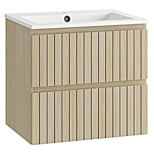 Mueble de lavabo Stripes (L x An x Al: 45 x 60 x 55 cm, Roble boreal, 1 lavabo)