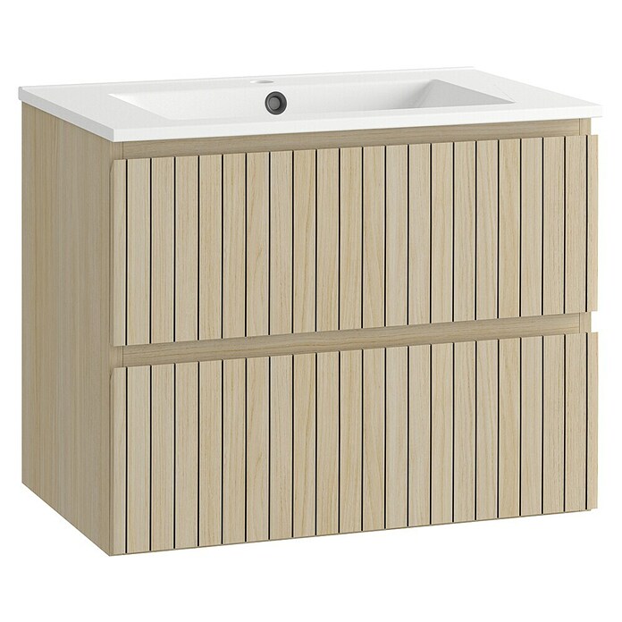 Mueble de lavabo Stripes (L x An x Al: 45 x 70 x 55 cm, Roble boreal, 1 lavabo) | BAUHAUS