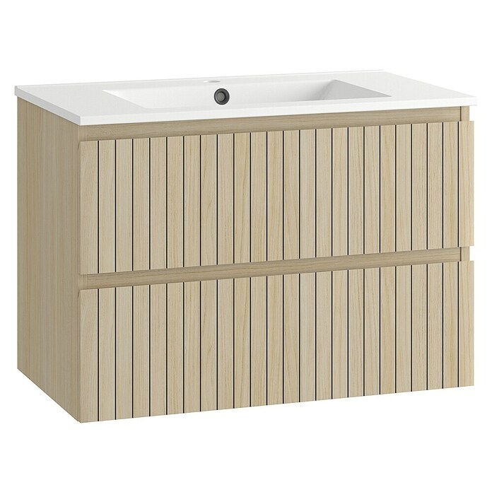 Mueble de lavabo Stripes (L x An x Al: 45 x 80 x 55 cm, Roble boreal, 1 lavabo) | BAUHAUS