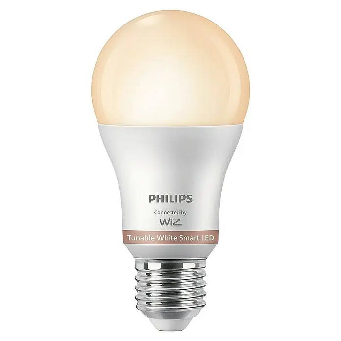 Philips Wiz Smart-LED-Lampe matter - E27, Dimmbar, Neutralweiß, 1.521 lm, 13 W, 1 Stk. - Philips WiZ Tunable White Smart LED-Lampe, weiß und mattiert, mit metallischem Schraubsockel.