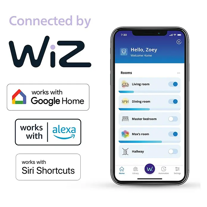 Philips Smart-LED-Lampe matter - E27, Dimmbar, Neutralweiß, 806 lm, 8 W, 1 Stk. - Wiz-Marke mit Logos für Google Home, Alexa, Siri Shortcuts, neben Smartphone-App zur Steuerung von Smart-Home-Räumen.