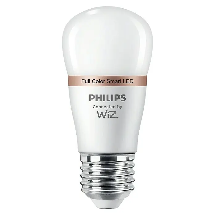 Philips Wiz Smart-LED-Lampe matter - E27, Dimmbar, RGBW, 470 lm, 4,9 W, 1 Stk. - Weiße Philips Full Color Smart LED-Birne, verbunden mit WiZ, mit metallischem Schraubsockel.