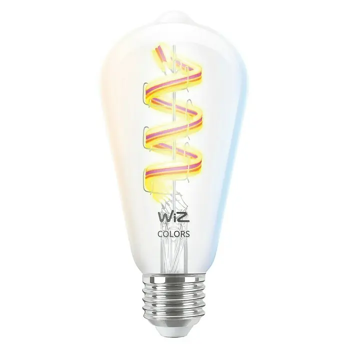 Philips Wiz Smart-LED-Lampe Edison - E27, Dimmbar, RGBW, 470 lm, 6,3 W, 1 Stk. - Smarte WiZ Colors LED-Lampe mit klarem Glas, leuchtendem Spiralfilament und Metallschraubsockel.