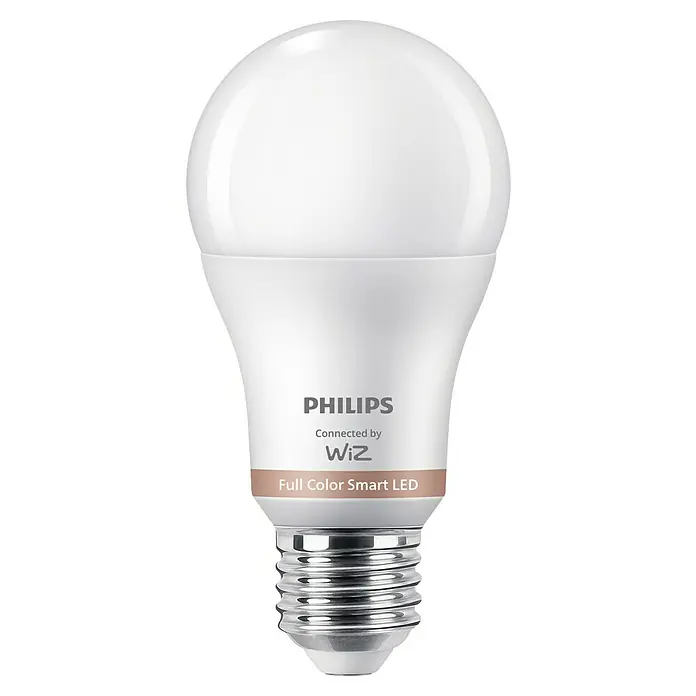 Philips Wiz Smart-LED-Lampe matter - E27, Dimmbar, RGBW, 806 lm, 8,5 W, 2 Stk. - Weiße Philips WiZ Full Color Smart LED-Glühbirne mit metallischem Schraubsockel.