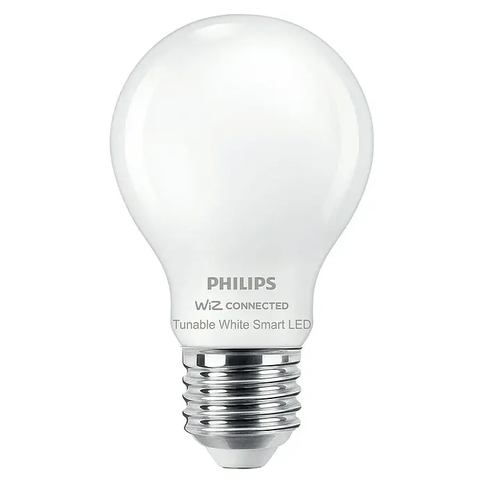 Philips Wiz Smart-LED-Lampe - E27, Dimmbar, Neutralweiß, 806 lm, 7 W, 1 Stk. - Weiße Philips WiZ Connected Tunable White Smart LED-Lampe mit metallischem Schraubsockel.