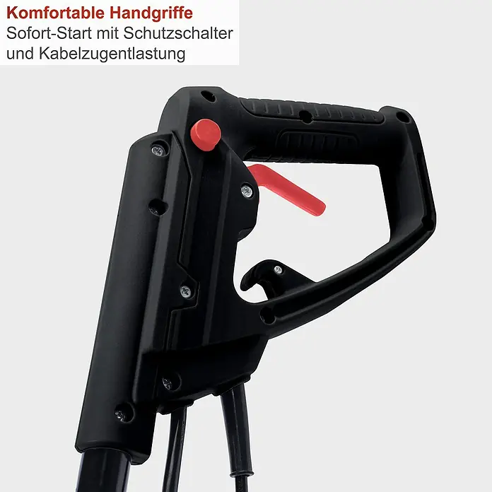 Scheppach Azada eléctrica MTE460 - Potencia: 1.500 W, Anchura de trabajo: 45 cm, Profundidad de trabajo: 22 cm - Mango ergonómico negro con interruptor de seguridad rojo y alivio de tensión del cable para arranque rápido.