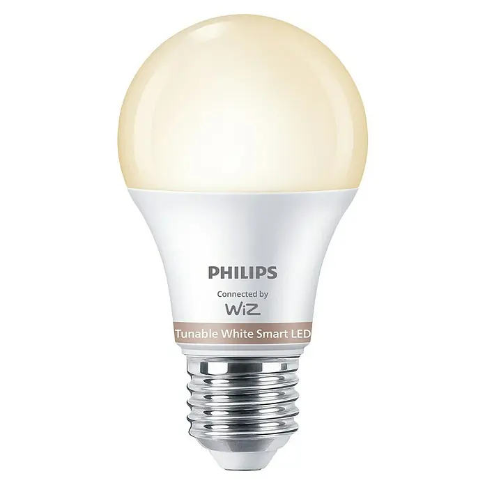 Philips Smart-LED-Lampe matter - E27, Dimmbar, Neutralweiß, 806 lm, 8 W, 2 Stk. - Philips WiZ Smart LED Glühbirne, abstimmbares Weiß, mit weißem Sockel und Schraubfassung.