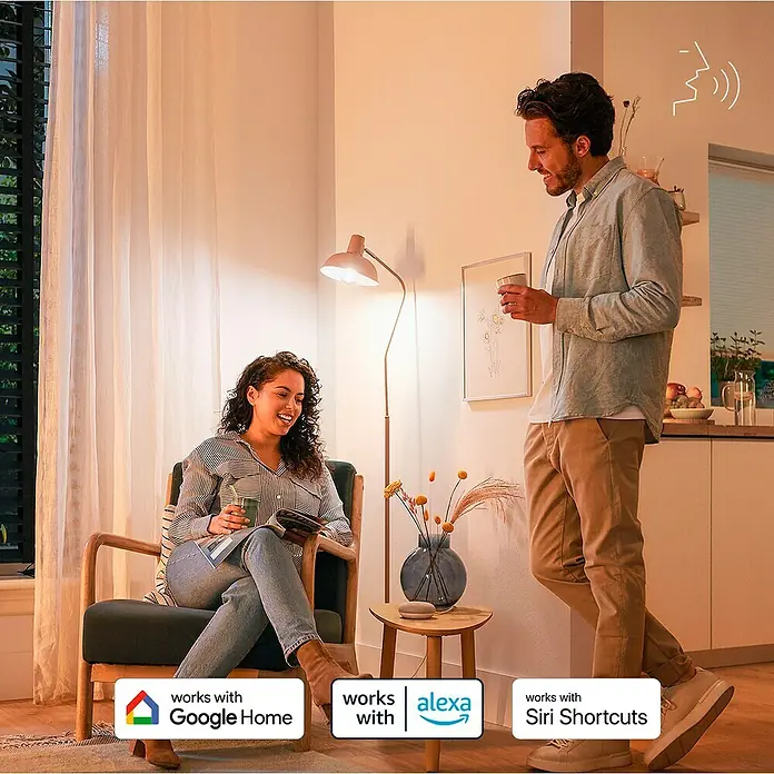 Philips Smart-LED-Lampe matter - E27, Dimmbar, Neutralweiß, 806 lm, 8 W, 2 Stk. - Paar entspannt im Smart Home. Intelligente Beleuchtung per Sprachsteuerung über Google Home, Alexa und Siri Shortcuts.