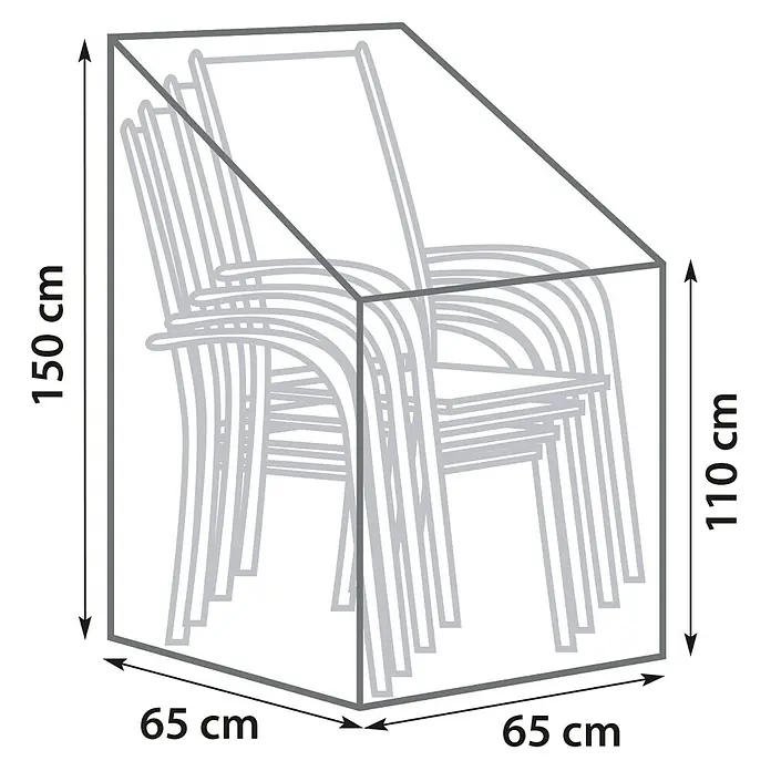 Pura Vida Stapelsessel-Schutzhülle Basic - L x B x H: 65 x 65 x 150 cm, Kunststoff, Transparent - Transparente Schutzhülle für gestapelte Stühle, Maße 150/110x65x65 cm.