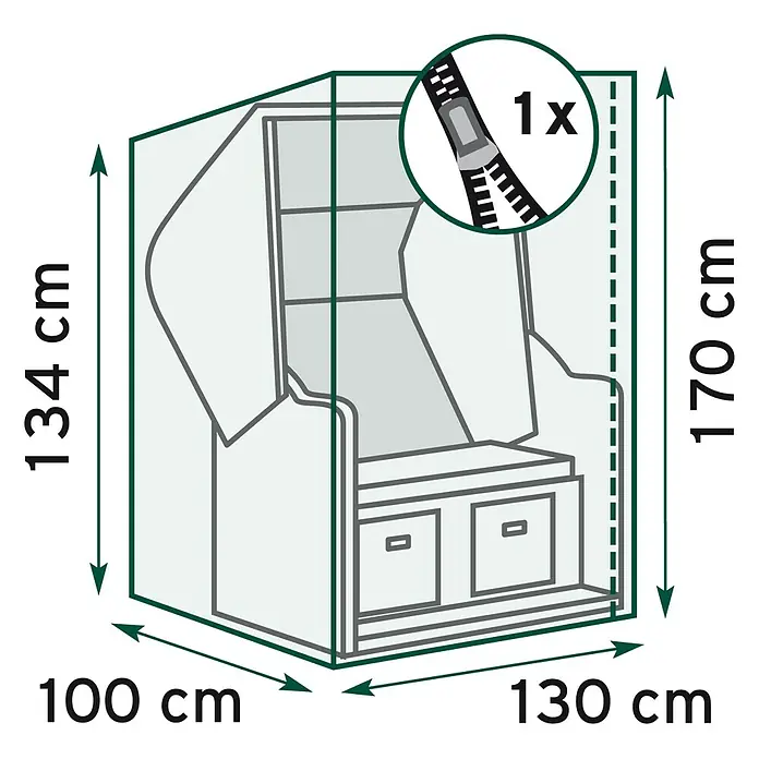 Pura Vida Strandkorb-Schutzhülle Supreme - L x B x H: 130 x 100 x 170 cm, Polyethylen, Transparent - Schutzhülle für einen Strandkorb mit den Maßen 130x100x170 cm und einem Reißverschluss.