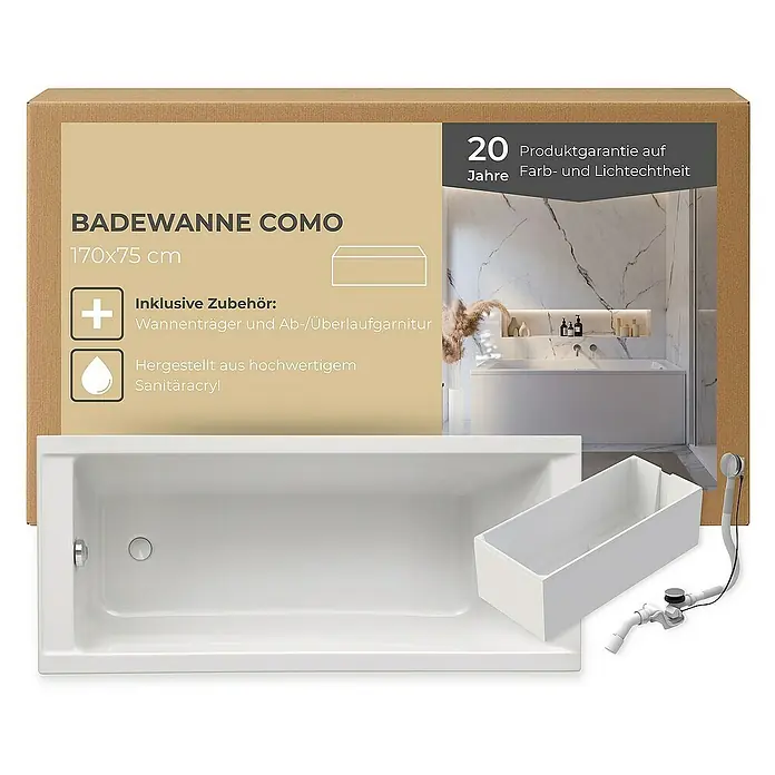 Interpromo Badewanne Como - Sanitäracryl, Weiß