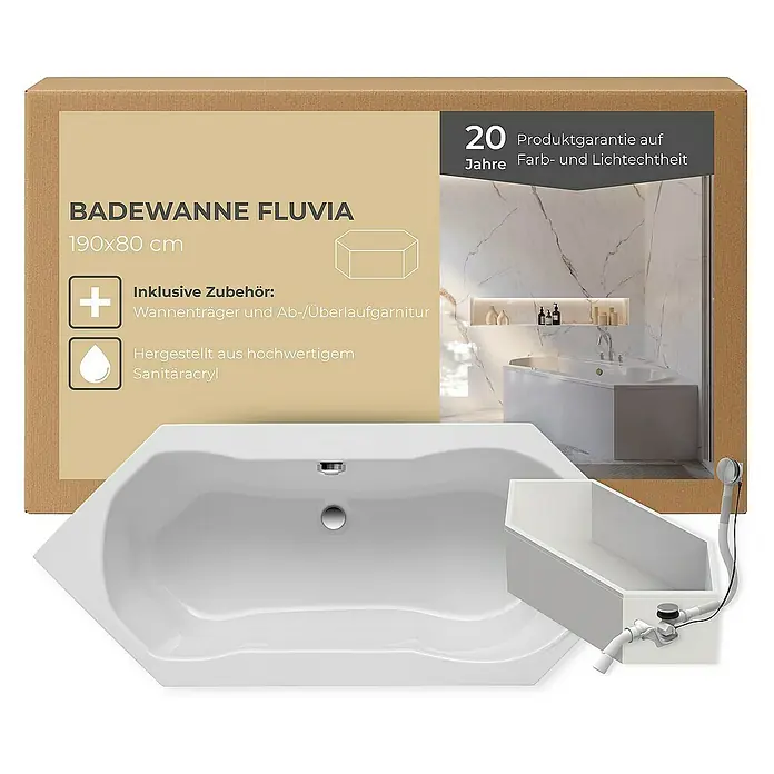 Interpromo Badewanne Fluvia - Acryl, Weiß