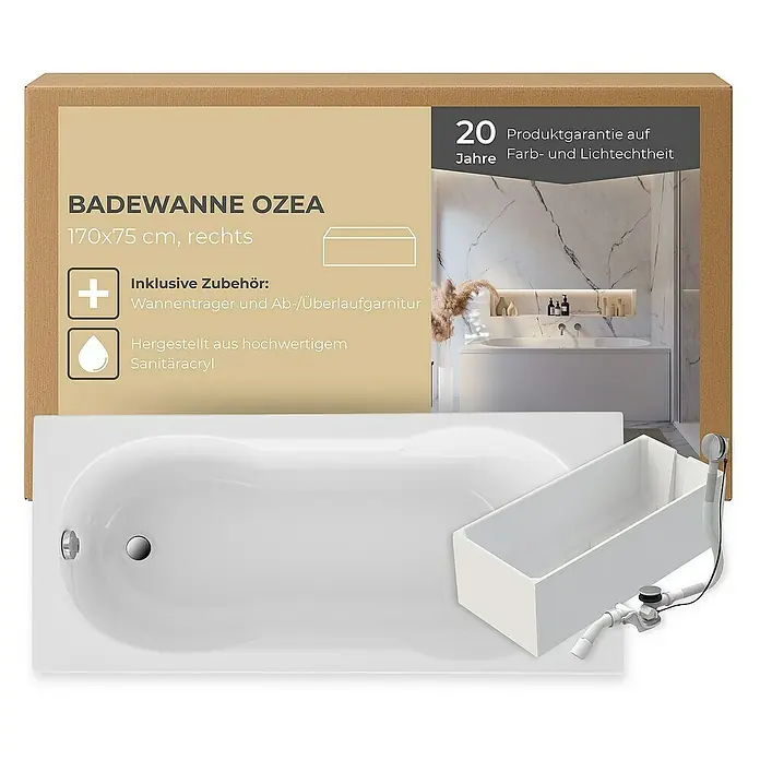 Interpromo Badewanne Ozea - Acryl, Weiß