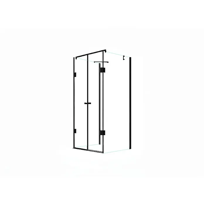 Glaszentrum Hagen U-Duschkabine 80x90x80x195 cm Ares U-Duschkabine Schwarz - Imprägniert, Farblos