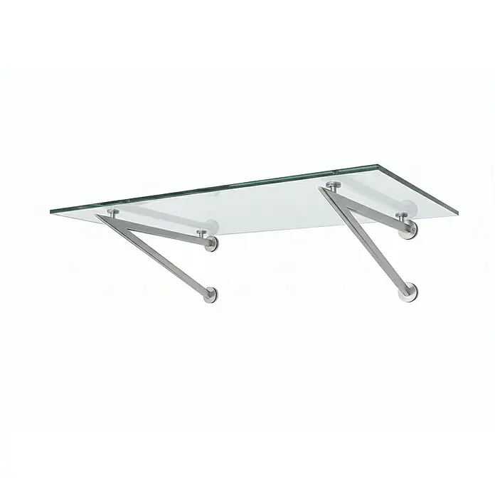 Glaszentrum Hagen Vordach 170x90 cm Glasvordach Klar V2A-V - 170 x 90 x 40 cm, Silber