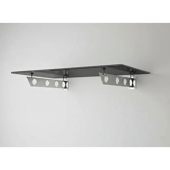 Glaszentrum Hagen Vordach 120x90 cm Glasvordach Grau V2A-S - 120 x 90 x 25 cm, Silber