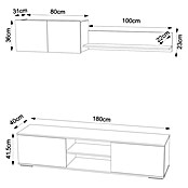 Meka Block Conjunto mueble de salón K-501 (Blanco Soft/Roble Albar, 2 pzs.) | BAUHAUS