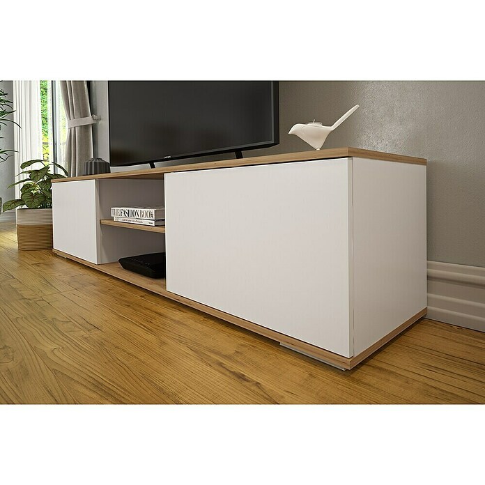 Meka Block Conjunto mueble de salón K-501 (Blanco Soft/Roble Albar, 2 pzs.) | BAUHAUS