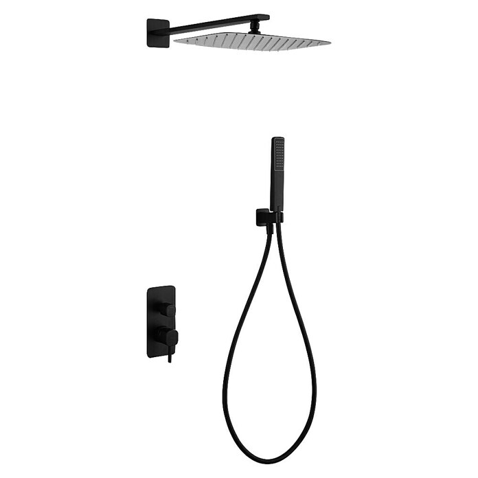 Camargue Bolonia Conjunto de ducha empotrado (Número de tipos de chorro: 1 ud., Negro) | BAUHAUS