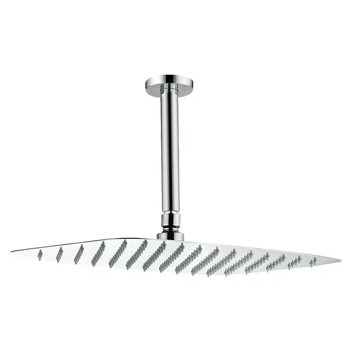 Camargue Bolonia Sistema de ducha empotrado - Con grifo termostático, Cromo, Latón - Rociador de ducha de lluvia cuadrado de cromo pulido con montaje en techo.