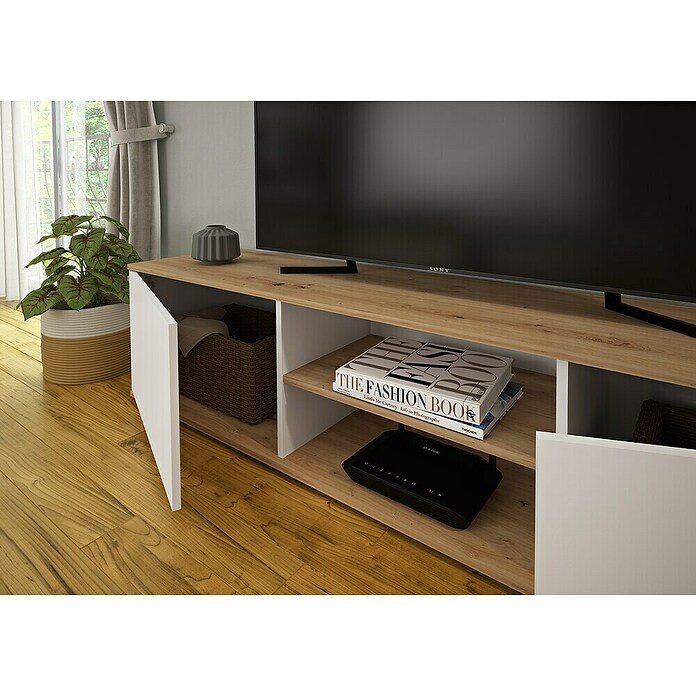 Meka Block Conjunto mueble de salón K-501 (Blanco Soft/Roble Albar, 2 pzs.) | BAUHAUS