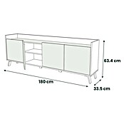 Meka Block Mueble para TV K-505 (L x An x Al: 33,5 x 180 x 63,4 cm, Blanco Poro/Roble Aurora) | BAUHAUS