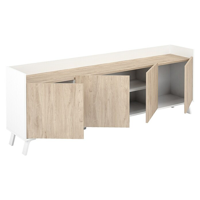 Meka Block Mueble para TV K-505 (L x An x Al: 33,5 x 180 x 63,4 cm, Blanco Poro/Roble Aurora) | BAUHAUS