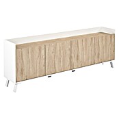 Meka Block Mueble para TV K-505 (L x An x Al: 33,5 x 180 x 63,4 cm, Blanco Poro/Roble Aurora) | BAUHAUS