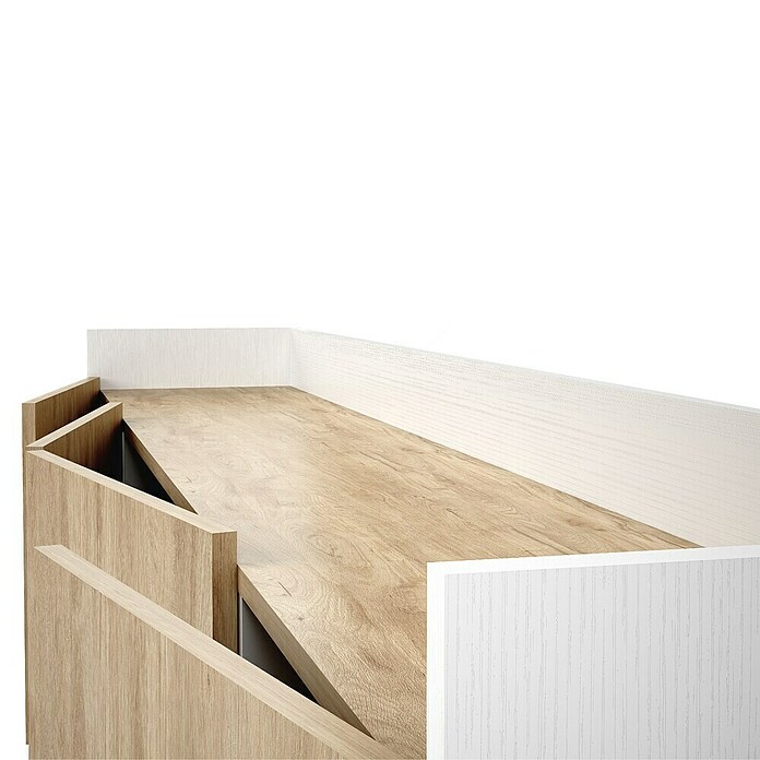 Meka Block Mueble para TV K-505 (L x An x Al: 33,5 x 180 x 63,4 cm, Blanco Poro/Roble Aurora) | BAUHAUS