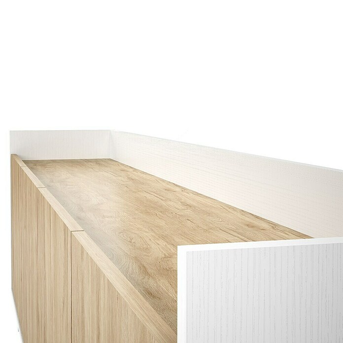 Meka Block Mueble para TV K-505 (L x An x Al: 33,5 x 180 x 63,4 cm, Blanco Poro/Roble Aurora) | BAUHAUS