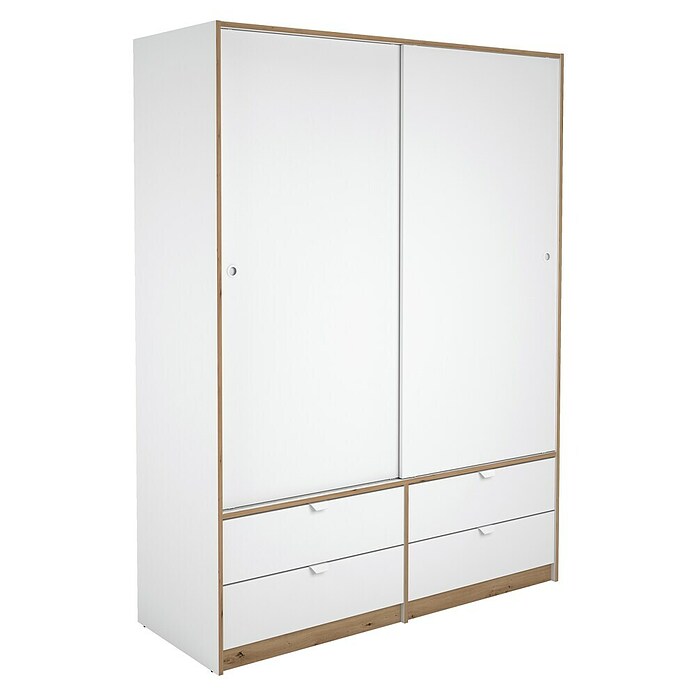 Meka Block Armario de puertas correderas K-7321 (L x An x Al: 55 x 150 x 200 cm, Blanco Liso/Roble Albar) | BAUHAUS