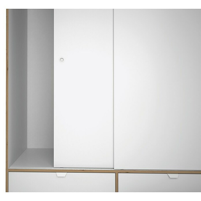 Meka Block Armario de puertas correderas K-7321 (L x An x Al: 55 x 150 x 200 cm, Blanco Liso/Roble Albar) | BAUHAUS